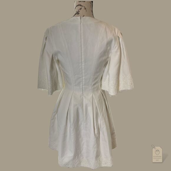 Huishan Zhang Jaime Dress | White Lace Pleated Mini | US 6 Designer RARE - Picture 3 of 7